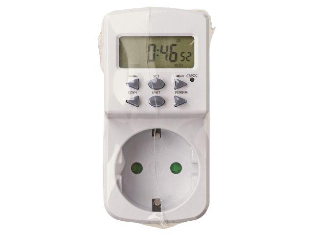 Таймер розеточный ТРЭ-Н-01-1мин/7дн-10on/off-8А (недельный) упак.-термоусад.пленка "Народный"