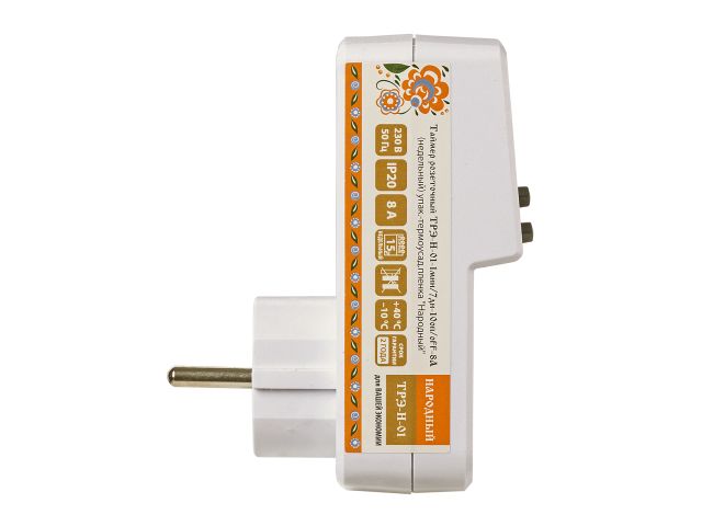 Таймер розеточный ТРЭ-Н-01-1мин/7дн-10on/off-8А (недельный) упак.-термоусад.пленка "Народный"