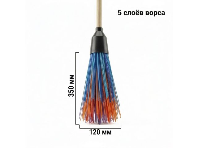 Метла для уборки улиц п/п круглая 5-кольцевая с черенком
