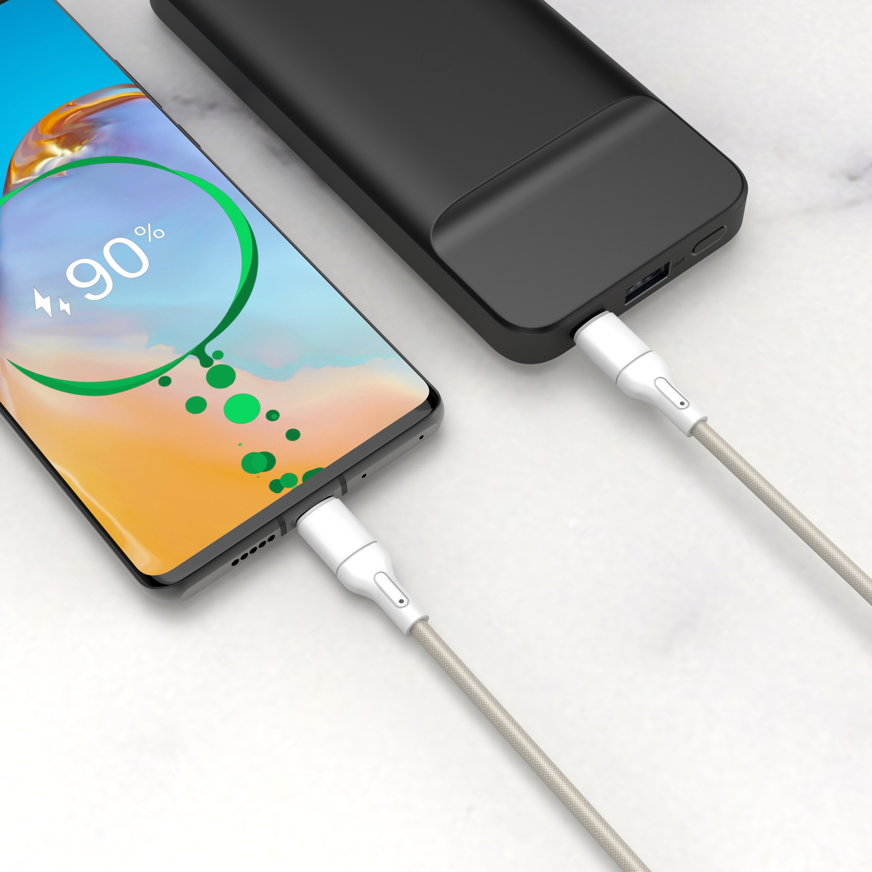 Кабель USB KEIZEN KZ-5289102, Type-C — Type-C, PD65W, 1 м, бежевый