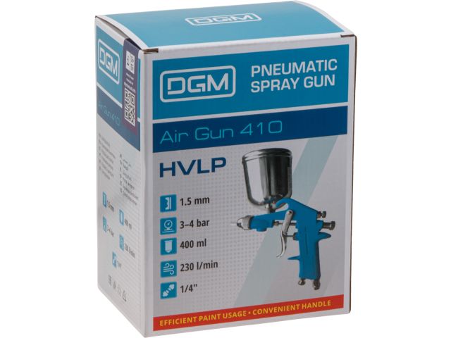Краскораспылитель DGM Air Gun 410 (HVLP, сопло ф 1.5 мм, верх. бак 400 мл)