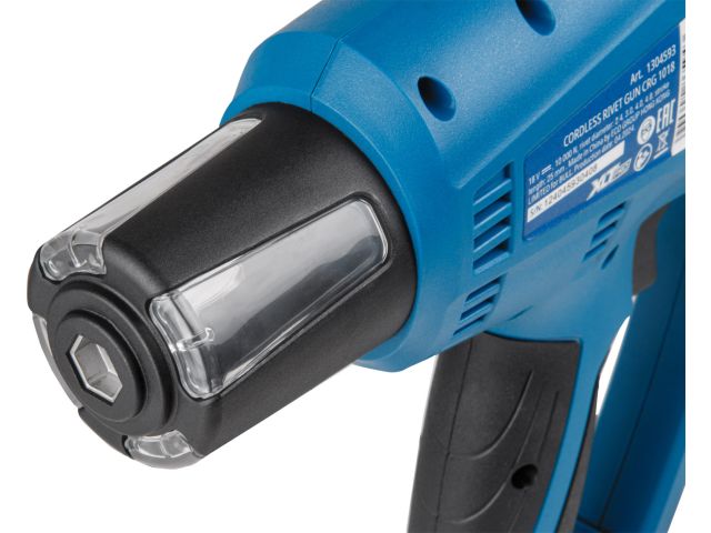 Аккум. заклепочный пистолет BULL CRG 1018 в кор. XLTpro SOLO, БЕСЩЕТ., 25 мм, 10000 Н (2.4, 3.2, 4.0, 4.8 мм, вытяжные, подсветка)