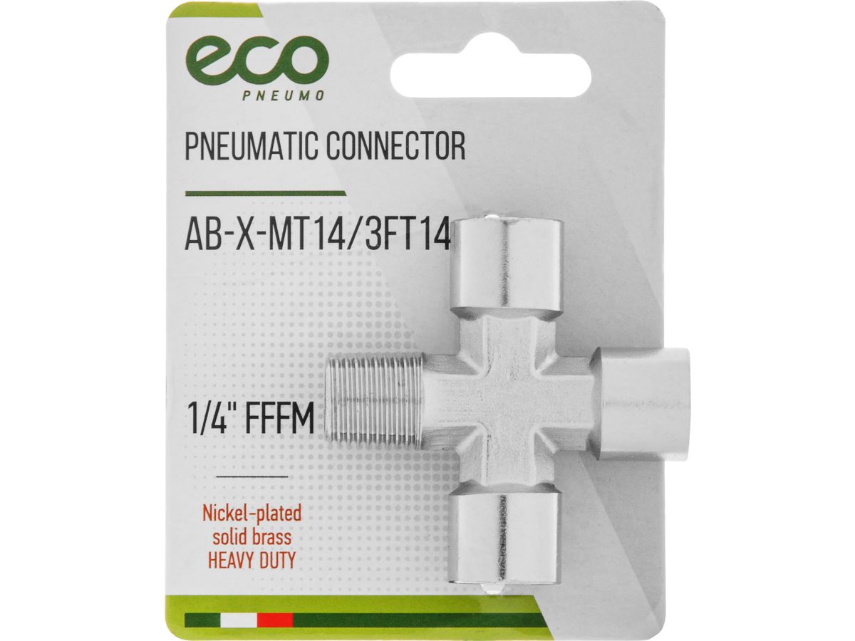 Соединение внутр. резьба 1/4" (3) х нар. резьба 1/4" Х-образное (латунь) ECO