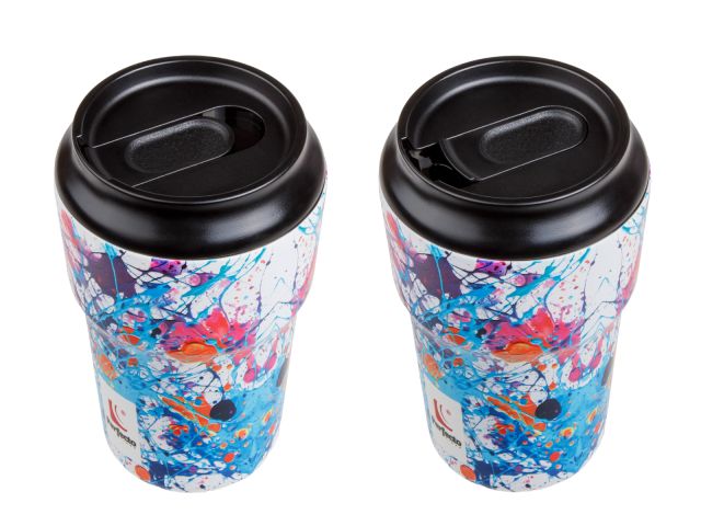 Термокружка, 450 мл, нержавеющая сталь, bright splash, серия 3D, PERFECTO LINEA (3D-принт на корпусе)