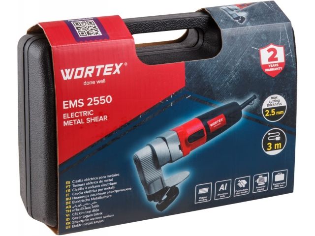 Ножницы листовые WORTEX EMS 2550 в чем. 500 Вт, 1800 ход./мин., 3 м кабель (2,55 кг)