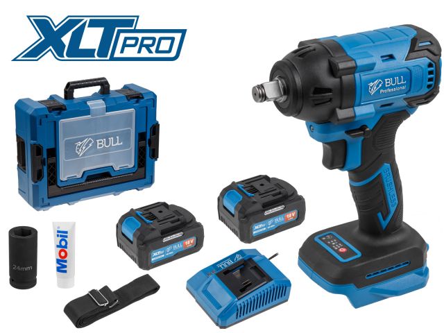 Аккум. ударный гайковерт BULL SC 1804 Xcase, XLTpro, БЕСЩЕТ., 18 В, 400 Н*м, 1/2", 2х4 А*ч, з/у 4 А (вес 2.0 кг)