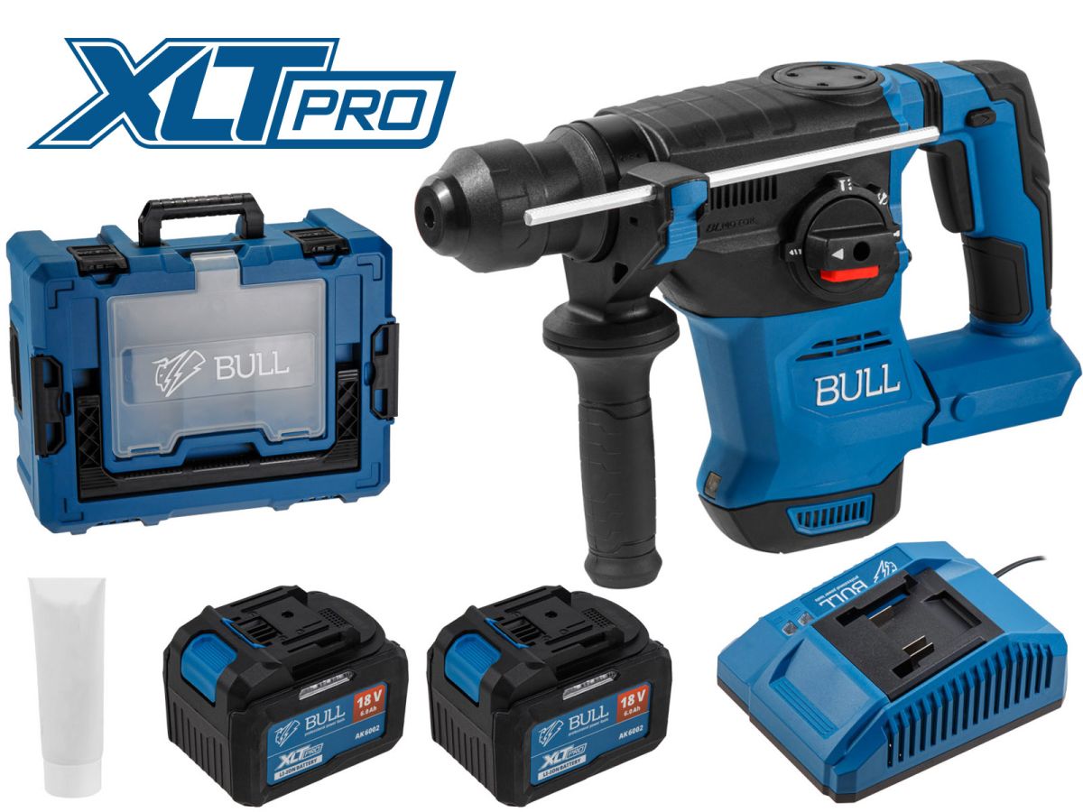 Аккум. перфоратор BULL CBH 1826 Xcase, XLTpro, БЕСЩЕТ., 18 В, 2.6 Дж, 26 мм, 2x6 А*ч, з/у