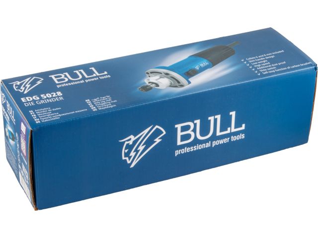 Прямая шлифмашина BULL EDG 5028 в кор. 500 Вт, 29500 об/мин, цанги 6 и 8 мм (Подшипники NSK, автоотстрел щеток, защита от перегрузки)