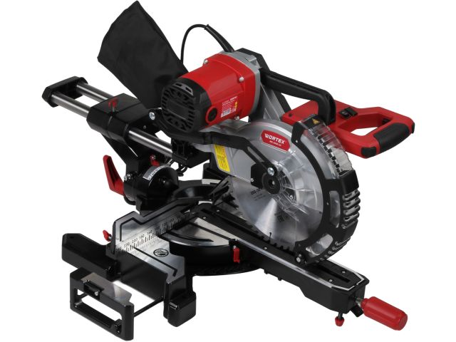 Торцовочная пила WORTEX MS 2518 LO в кор. 1800 Вт, 255 мм, 5000 об, глуб. до 90 мм, шир. до 340 мм (1800 Вт, 255 мм, 0°x90°: 340x90 мм, тене