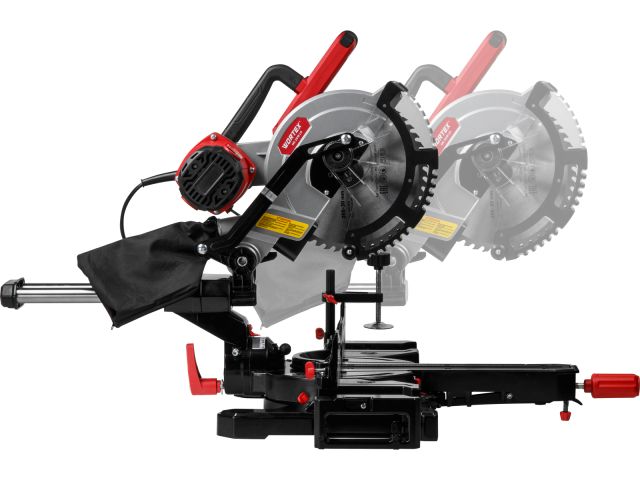 Торцовочная пила WORTEX MS 2518 LO в кор. 1800 Вт, 255 мм, 5000 об, глуб. до 90 мм, шир. до 340 мм (1800 Вт, 255 мм, 0°x90°: 340x90 мм, тене