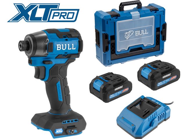 Аккум. ударный гайковерт/винтоверт BULL CID 2218 Xcase, XLTpro, SET, БЕСЩЕТ., 18 В, 220 Н*м, 2х4 А*ч (LED 360°, 8 режимов работы, память реж