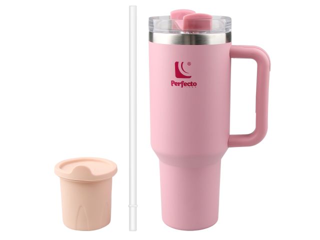 Термокружка c трубочкой, 1180 мл, нержавеющая сталь, honey peach, серия Styley, PERFECTO LINEA