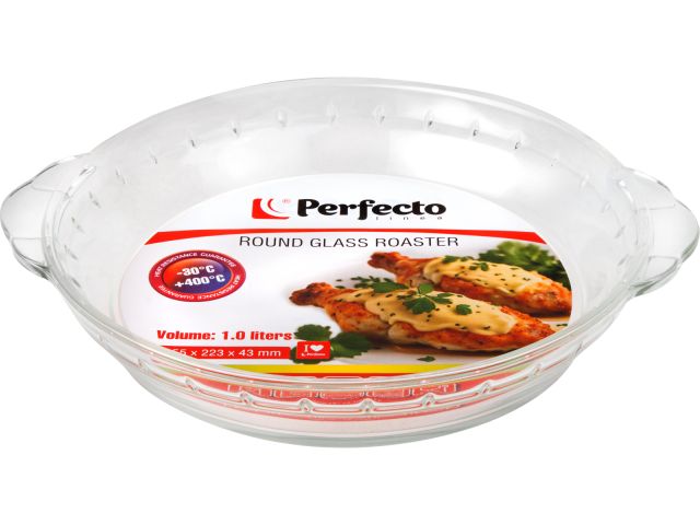 Форма из жаропрочного стекла, 1.0 л, круглая, 255х223х43 мм, PERFECTO LINEA