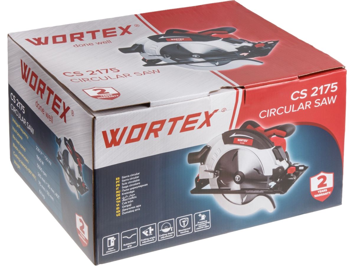 Циркулярная пила WORTEX CS 2175 в кор. 1900 Вт, 210 мм, до 75 мм