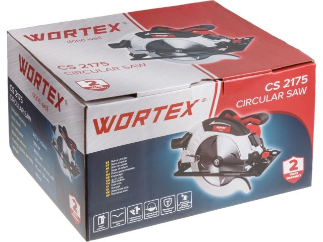Циркулярная пила WORTEX CS 2175 в кор. 1900 Вт, 210 мм, до 75 мм (макс. глуб. пропила в дереве (90°/45°) 75/53 мм)