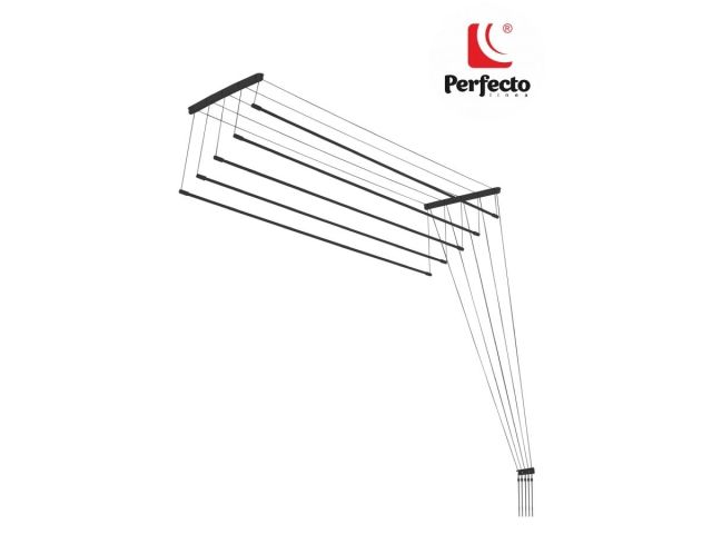 Сушилка для белья потолочная алюминиевая 1,8 м, 5 стержней, BLACK STYLE, PERFECTO LINEA