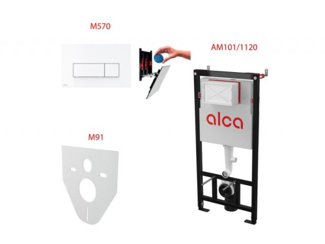Инсталляционный сет 4 в 1 с кнопкой M570, Alca