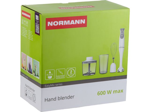 Блендер погружной AHB-312 NORMANN (600 Вт; 2 скор.; венчик; измельчитель; стакан)