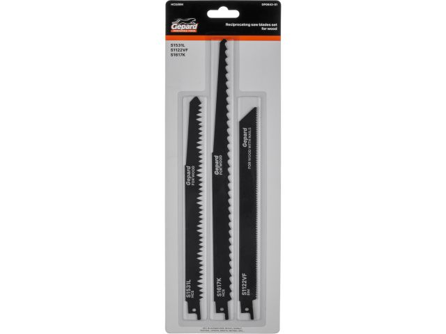 Набор пилок сабельных по дереву 3шт. GEPARD (GP0643-01) (S1531L, S1122VF, S1617K)