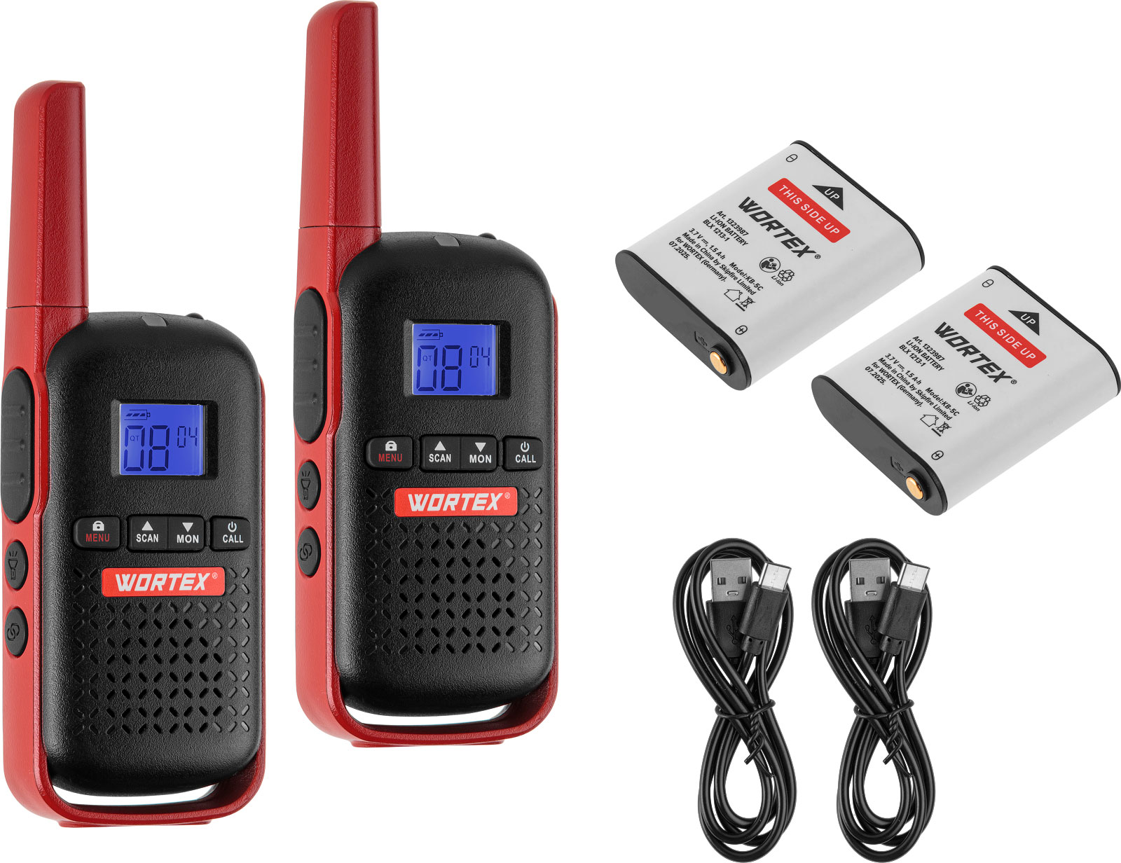 Портативная радиостанция WORTEX WT 0805 в кор. (комплект 2 шт.) SET, PMR (446 МГц), 0,5 Вт, 2×1,5 Ач