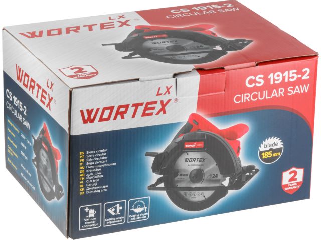 Циркулярная пила WORTEX LX CS 1915-2 в кор. 1400 Вт, 185х20х24Т (Пропил в дереве (90°/45°)  65/45 мм)