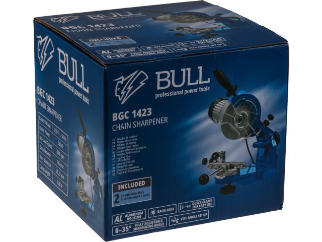 Станок заточной для цепи BULL BGC 1423 в кор. (230 Вт, 3000 об/мин, 2 диска в комплекте)