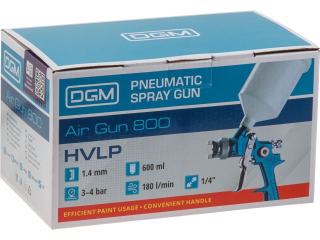 Краскораспылитель DGM Air Gun 800 (HVLP, сопло ф 1.4 мм, верх. бак 600 мл)
