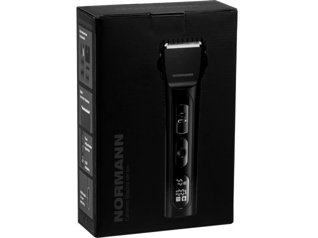 Машинка для стрижки волос NORMANN AHC-590 (Li-ion аккум. 1500 мАч; 90 мин работы; Type-C; длина 1.0/1.3/1.6/1.9 мм; гребни 3/6/9/12 мм, R/L)