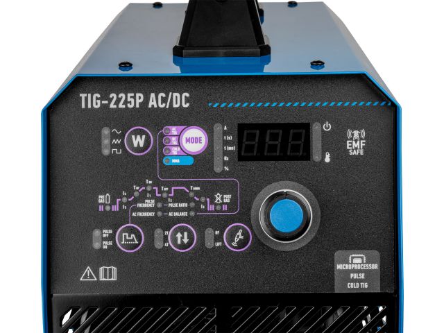 Инверторный аппарат аргонодуговой сварки SOLARIS TIG-225P AC/DC (AC/DC TIG; COLD TIG; PULSE; HF; LIFT; MMA; 200 A; 160 В-240 В)