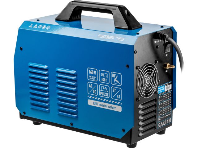 Инверторный аппарат аргонодуговой сварки SOLARIS TIG-225P AC/DC (AC/DC TIG; COLD TIG; PULSE; HF; LIFT; MMA; 200 A; 160 В-240 В)