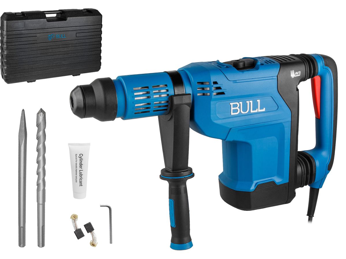 Перфоратор BULL BH 5001 в чем. 1500 Вт, 5-15 Дж, 50 мм, 2 реж. + 1 зуб., 1 сверло, SDS-max, рег. об.