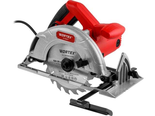Циркулярная пила WORTEX CS 1655-1 в кор. 1200 Вт, 160 мм, пропил до 55 мм, алюм. подошва (1200 Вт, 160х20 мм 18Т, пропил до 55 мм, алюминиев
