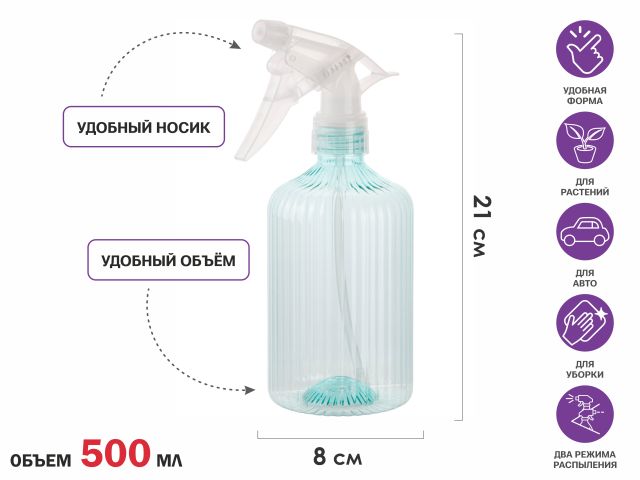 Опрыскиватель ручной 0,5л с пульверизатором, PERFECTO LINEA