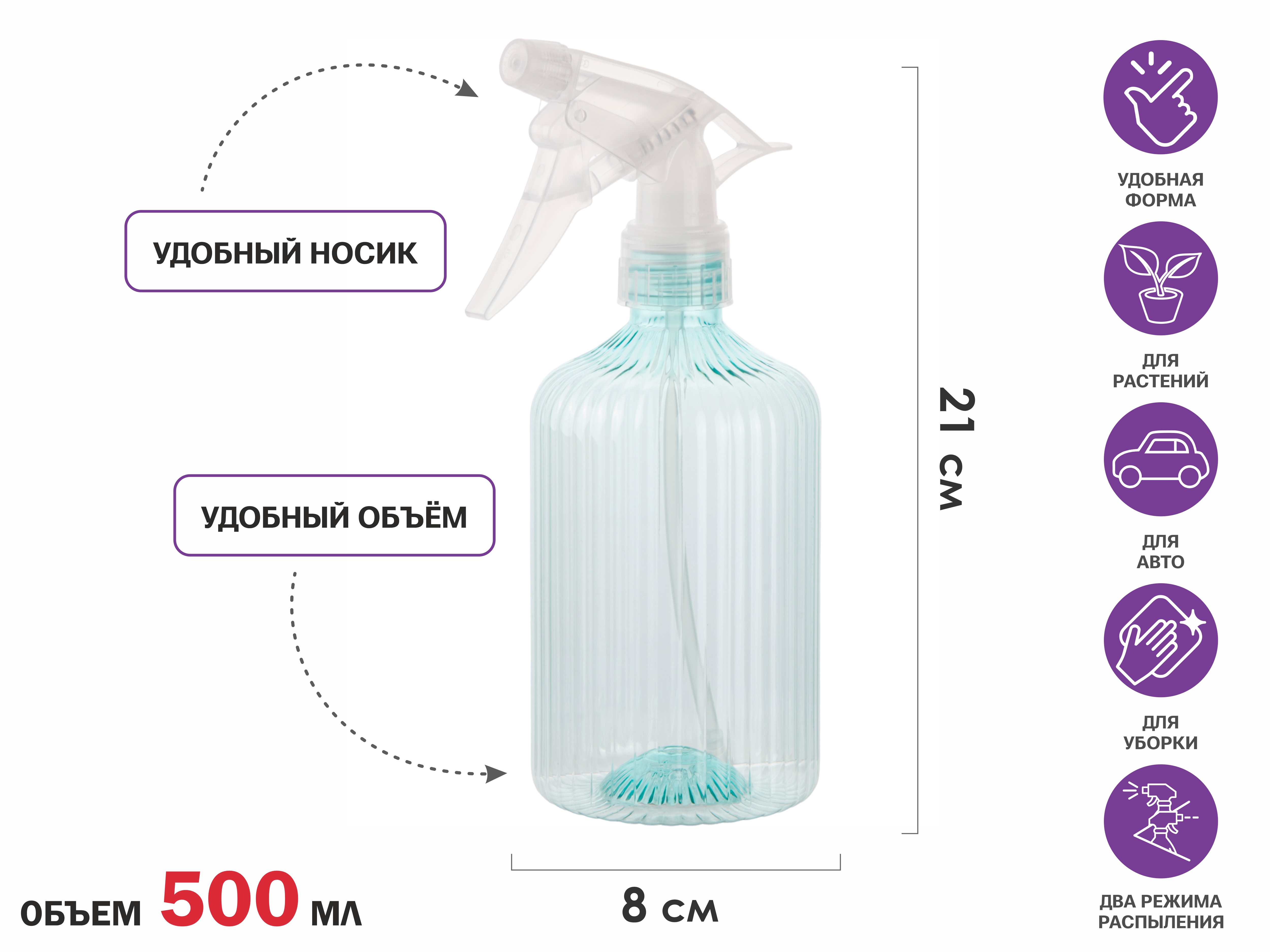 Опрыскиватель ручной 0,5л с пульверизатором, PERFECTO LINEA