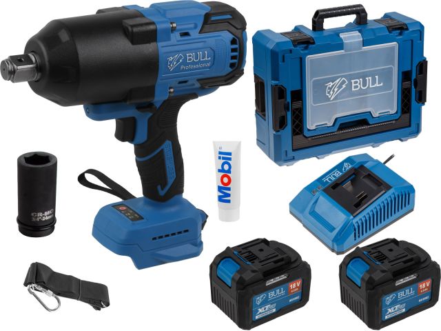 Аккум. ударный гайковерт BULL SC 1810 Xcase, XLTpro, БЕСЩЕТ., 18 В, 1500 Н*м, 3/4", 2х6 А*ч, з/у 6 А (Масса: 3,92 кг;)