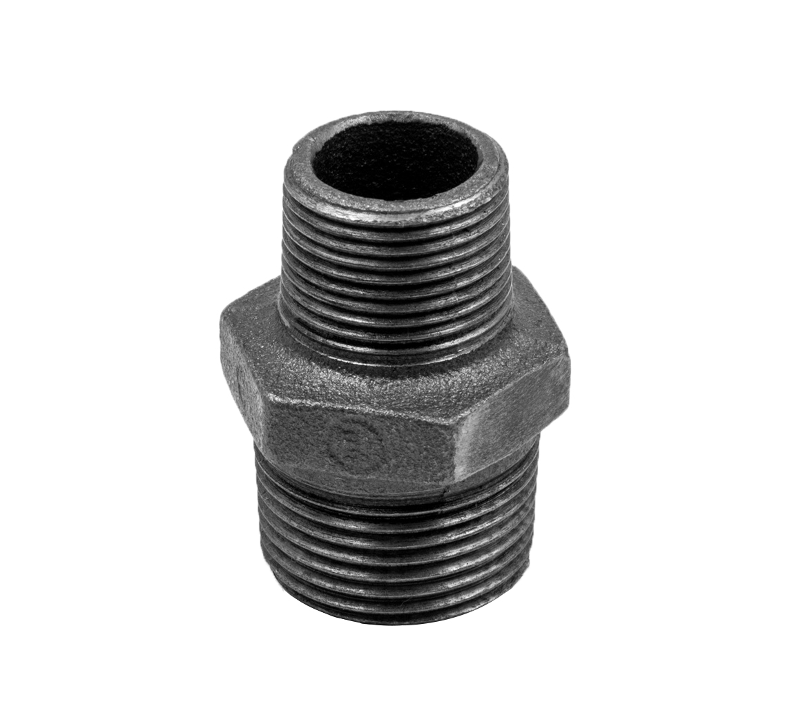 Ниппель ред. 2″ х 1 1/2″ нар.-нар. чугун черн., AV Engineering