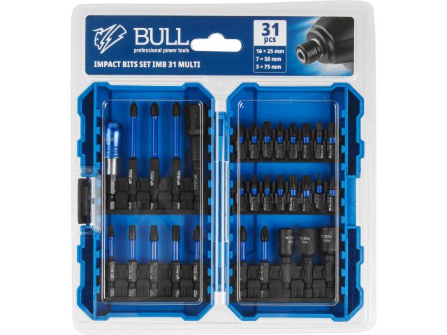Набор бит ударных BULL Impact IMB 31 Multi в кейсе (Торсионные, 58-62 HRC, 31 предмет)