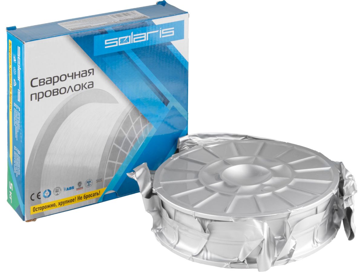 Проволока сварочная FLUX E71T-GS ф1,0мм (сварка без газа) (катушка 5кг) SOLARIS