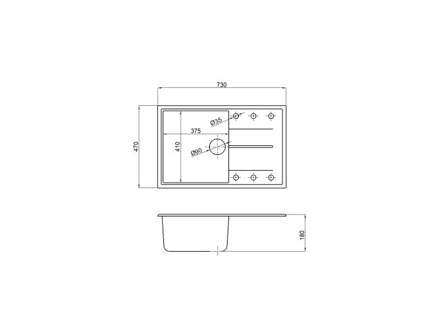 Мойка кухонная из искусственного камня BENEFIT олово 730х470 мм, AV Engineering
