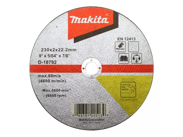 Круг отрезной 230х2х22,23 для стали/нержавеющей стали плоский WA36R MAKITA