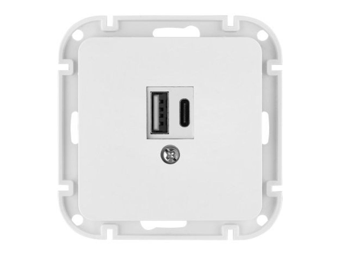 Розетка с двумя USB-разъемами (узел, скрытая) белая, Astrum BYLECTRICA