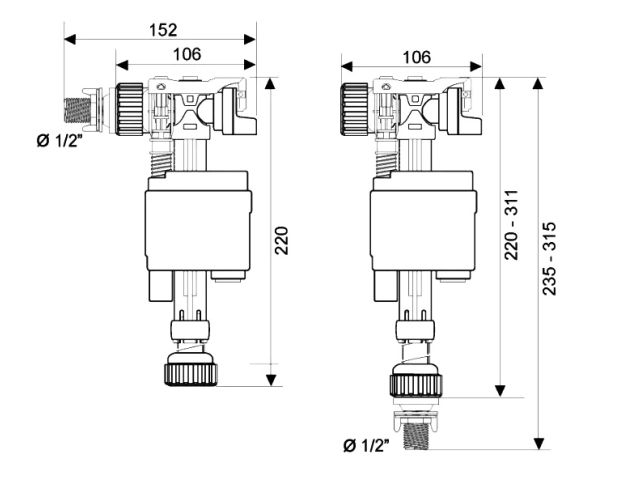 Впускной механизм с комбинированной подводкой 1/2", AV Engineering