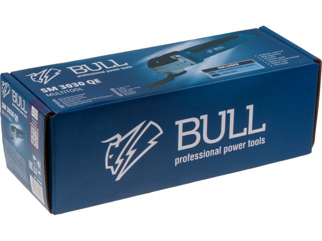 Многофункциональный инструмент (реноватор) BULL SM 3030 QE в кор. + набор оснастки (3°, конст. электр., рег. об., 11 000-20 000 об/мин, OIS/