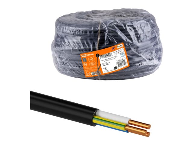 Кабель ВВГнг(А)-LSLTx 3х1,5 ок(N, PE)-0,66 ГОСТ (100м) TDM (черный)
