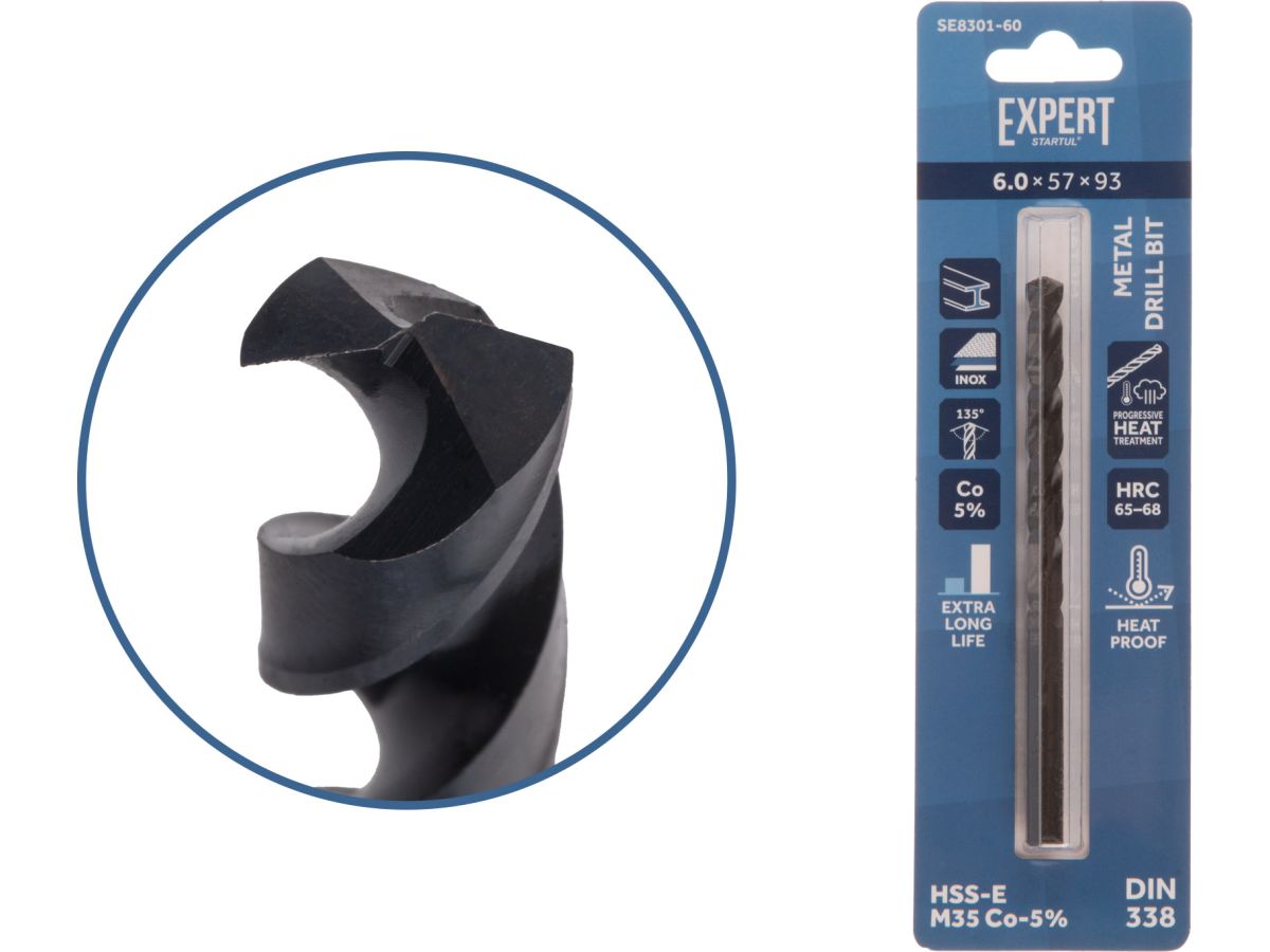 Сверло по металлу ц/х 6.0х57х93 мм HSS-Co Black EXPERT STARTUL