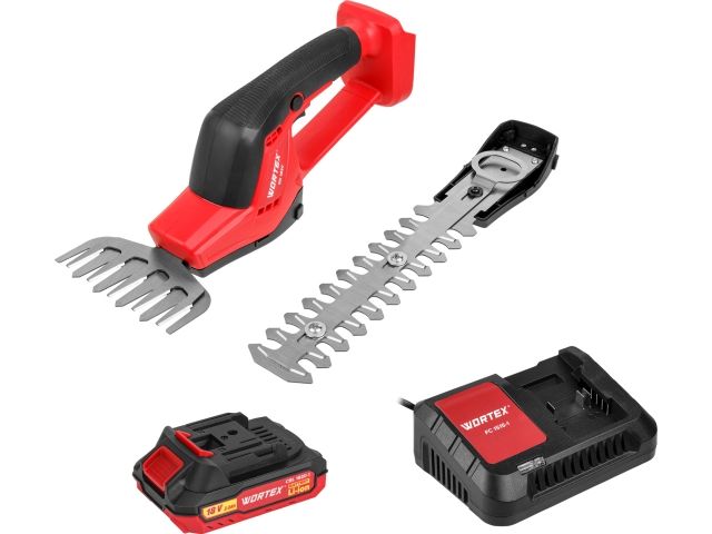 Аккум. ножницы садовые WORTEX SG 1820 в кор. + насадка-кусторез ALL1 XLT SET (18.0 В, 1 акк., 2.0 А/ч, Li-Ion, шир. 80 мм)
