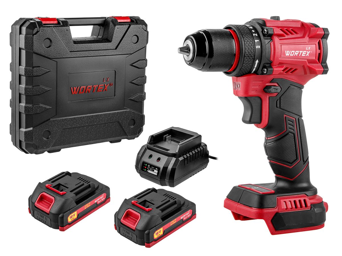 Аккум. дрель-шуруповерт WORTEX LX BD 1815-1 Li ALL1 XLT 18В, 45 Нм, 2*1.5 Ач, патрон 10 мм, бесщёт.