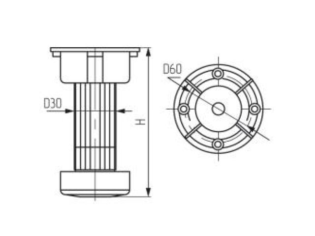 Опора кухонная регулируемая 145-175 мм, черная STARFIX