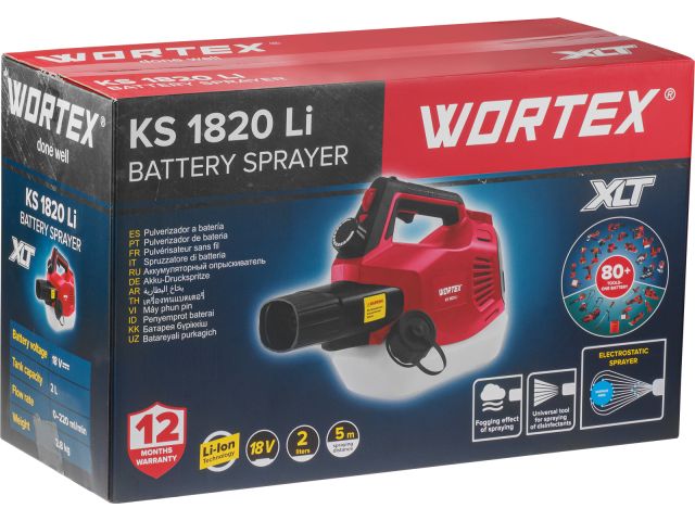 Аккум. опрыскиватель WORTEX KS 1820 Li в кор. ALL1 XLT SOLO 18В, 2 л, 200 мл/мин (БЕЗ АКБ И ЗУ, с электростатической функцией)