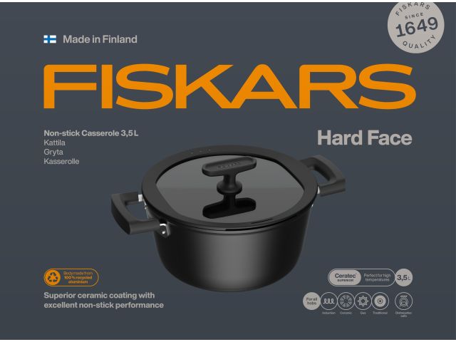 Кастрюля 3.5л c крышкой Hard Face FISKARS
